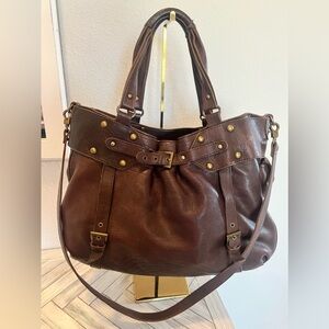 BCBG Brown leather retro bag